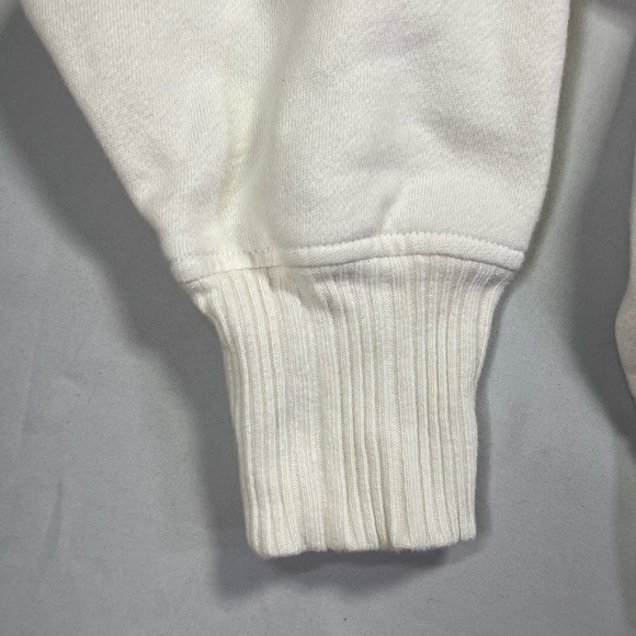 Aerie Embroidered Bow Cropped Fleece Pullover Hoodie Cream - M - Picture 7 of 9